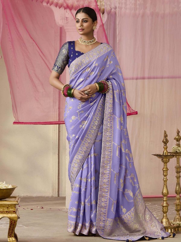 Lavender Dola Viscose Silk Saree